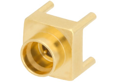 PE44840 - SMP オス コネクタ、はんだ接続、スルーホールPCB、最大 8 GHzスムースボア