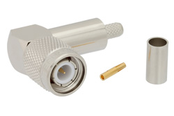 PE44846 - TNC オス 直角コネクタ、圧着/はんだ接続、PE-C200、LMR-200