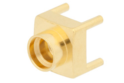 PE44849 - SMP オス フルデテントコネクタ、はんだ接続、スルーホールPCB、最大 8 GHz