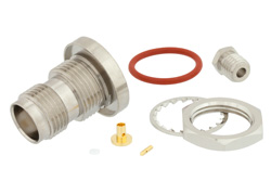 PE44897 - TNC メス バルクヘッドマウントコネクタ、クランプ/はんだ接続、PE-047SR、PE-SR047AL、PE-SR047FL、IP68準拠