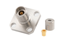 PE44905 - 2.92mm メス コネクタ、クランプ/ノンソルダー端子接続 4 穴フランジマウント、PE-047SR、PE-SR047FL