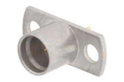 PE44938 - SMP オス スムースボアコネクタ、はんだ接続、2ホールパネルマウント、ピンターミナル、.282インチ穴間隔