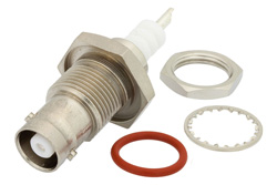 PE4495 - MHV メス バルクヘッドマウント気密シールコネクタ、はんだ接続、ソルダーカップターミナル、.480インチD穴