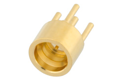 PE44957 - SMP オス フルデテントコネクタ、はんだ接続、スルーホールPCB、.140インチピン長