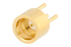 PE44959 - SMP オス リミットデテントコネクタ、はんだ接続、スルーホールPCB、３か所突起