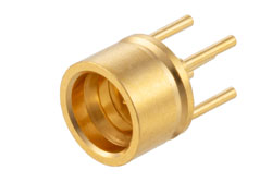 PE44960 - SMP オス フルデテントコネクタ、はんだ接続、スルーホールPCB、.145インチピン長