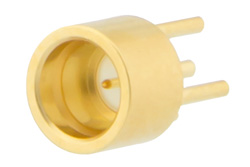 PE44966 - SMP オス スムースボアコネクタ、はんだ接続、スルーホールPCB、３か所突起