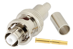 PE4497 - SHV プラグ コネクタ、圧着/はんだ接続、RG55、RG141、RG142、RG223、RG400
