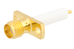 PE45039 - SMA メス コネクタ、はんだ接続、2ホールパネルマウント、スタブターミナル