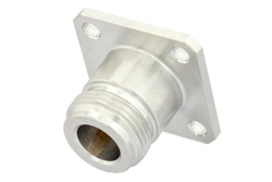 PE45085 - N メス コネクタ、はんだ接続、4ホールパネルマウント、ソルダーカップターミナル