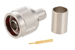 PE4510 - 75 Ω N オス コネクタ、圧着/はんだ接続、RG11、RG144、RG216
