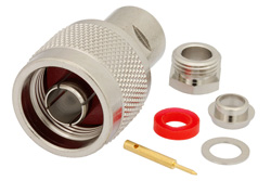 PE4511 - 75 Ω N オス コネクタ、クランプ/はんだ接続、RG59、RG62、RG71