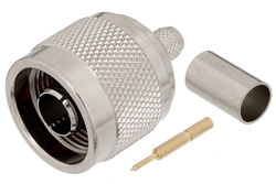 PE4512 - 75 Ω N オス コネクタ、圧着/はんだ接続、RG59、RG62、RG71