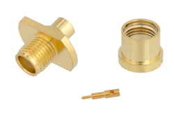 PE45126 - SMP オス バルクヘッドマウントプッシュオンコネクタ、はんだ接続、RG405、PE-SR405FL、PE-SR405FLJ