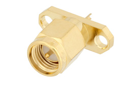 PE45139 - SMA オス コネクタ、はんだ接続、2ホールパネルマウント、ソルダーカップターミナル