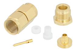 PE45142 - SMA オス コネクタ、クランプ/はんだ接続、RG316、RG174、LMR-100