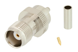 PE45143 - TNC メス コネクタ、圧着/はんだ接続、RG316、RG174、LMR-100