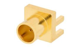PE45211 - 75 Ω MCX ジャック コネクタ、はんだ接続、.072インチエンドランチPCB