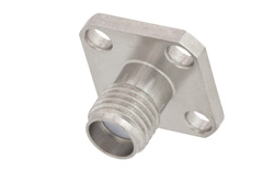 PE45215 - SMA メス フィールド交換式コネクタ、4ホールパネルマウント、.020インチピン