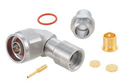 PE45225 - N オス直角 プレシジョン コネクタ、クランプ/はんだ接続、PE-P300LL