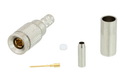 PE45233 - 75 Ω 1.0/2.3 プラグ プッシュオンコネクタ、圧着/圧着接続、RG179-DS