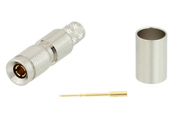 PE45235 - 75 Ω 1.0/2.3 プラグ プッシュオンコネクタ、圧着/圧着接続、RG6-CATV
