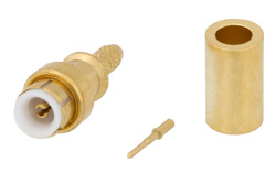 PE45250 - MMBX プラグ スナップオンコネクタ、圧着/はんだ接続、RG178、RG196、オス中心導体