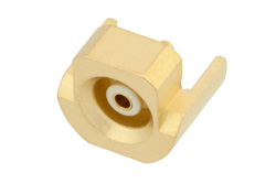 PE45261 - MMBX ジャック スナップオンコネクタ、はんだ接続、エッジランチPCB、メス中心導体