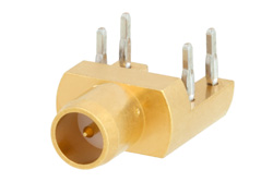 PE45333 - BMA プラグ 直角スライドオンコネクタ、はんだ接続、表面実装PCB