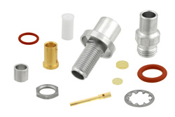 PE45441 - SMA メス バルクヘッドマウントコネクタ、クランプ/はんだ接続、PE-P160LL