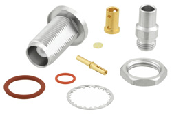 PE45444 - TNC メス バルクヘッドマウントコネクタ、クランプ/はんだ接続、PE-P160LL