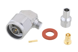 PE45448 - N オス 直角コネクタ、クランプ/はんだ接続、PE-P160LL