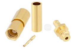 PE45490 - SSMC プラグ コネクタ、圧着/はんだ接続、RG178、RG196