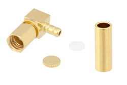 PE45496 - SSMC プラグ 直角コネクタ、圧着/はんだ接続、RG178、RG196