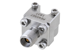 PE45507 - 2.92mm メス コネクタ、クランプ/はんだ(キャプティブ端子)接続、エンドランチPCB、交換可能エンドランチ、標準サイズ