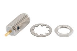 PE45547 - SMA メス バルクヘッド マウント コネクタ、はんだ接続 ピンターミナル