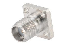 PE45560 - SMA Female Field Replaceable Connector 4 Hole Flange Mount 0.009 inch Pin, .250 inch Hole Spacing with Metal Contact Ring