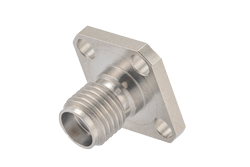 PE45570 - SMA Female Field Replaceable Connector 4 Hole Flange Mount 0.02 inch Pin, .340 inch Hole Spacing with Metal Contact Ring