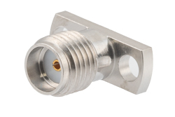 PE45575 - SMA Female Field Replaceable Connector 2 Hole Flange Mount 0.018 inch Pin, .355 inch Hole Spacing with Metal Contact Ring