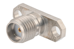 PE45587 - SMA Female Field Replaceable Connector 2 Hole Flange Mount 0.018 inch Pin, .481 inch Hole Spacing, with Metal Contact Ring