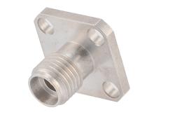 PE45595 - 2.92mm Female Field Replaceable Connector 4 Hole Flange Mount 0.012 inch Pin, .340 inch Hole Spacing, with Metal Contact Ring