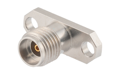 PE45601 - 2.92mm Female Field Replaceable Connector 2 Hole Flange Mount 0.02 inch Pin, .481 inch Hole Spacing, with Metal Contact Ring