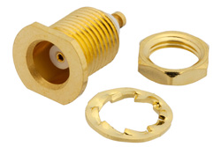 PE4561 - MCX ジャック バルクヘッドマウントコネクタ、はんだ接続、タレットターミナル、.177インチD穴