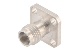 PE45612 - 2.4mm Female Field Replaceable Connector 4 Hole Flange Mount 0.015 inch Pin, .340 inch Hole Spacing, with Metal Contact Ring