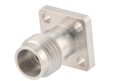 PE45614 - 2.4mm Female Field Replaceable Connector 4 Hole Flange Mount 0.009 inch Pin, .250 inch Hole Spacing with Metal Contact Ring