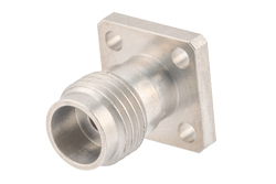 PE45615 - 2.4mm Female Field Replaceable Connector 4 Hole Flange Mount 0.012 inch Pin, .250 inch Hole Spacing with Metal Contact Ring