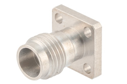 PE45616 - 2.4mm Female Field Replaceable Connector 4 Hole Flange Mount 0.015 inch Pin, .250 inch Hole Spacing with Metal Contact Ring