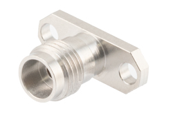 PE45619 - 2.4mm Female Field Replaceable Connector 2 Hole Flange Mount 0.012 inch Pin, .481 inch Hole Spacing, with Metal Contact Ring