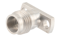 PE45624 - 2.4mm Female Field Replaceable Connector 2 Hole Flange Mount 0.015 inch Pin, .355 inch Hole Spacing with Metal Contact Ring