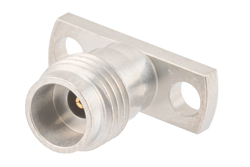 PE45626 - 2.4mm Female Field Replaceable Connector 2 Hole Flange Mount 0.009 inch Pin, .400 inch Hole Spacing with Metal Contact Ring